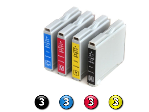 12 Pack Combo Compatible Brother LC57 (3BK/3C/3M/3Y) ink cartridges